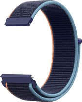 Nylon klittenband smartwatchband - 20mm - Marineblauw - Horlogebandje voor Samsung Galaxy Watch 42mm / Active / Active2 40 & 44mm / Galaxy Watch 3 41mm / Galaxy Watch 4 - Classic / Galaxy Watch 5 - Pro / Galaxy Watch 6 - Classic / Gear Sport