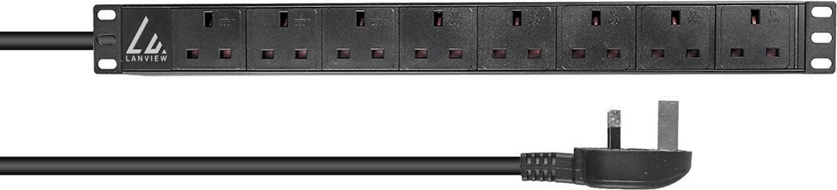 Lanview LVR-3MUK-SPD-UK8 Stromverteilereinheit (PDU) 8 AC-Ausgänge 1.4U Schwarz (LVR-3MUK-SPD-UK8)