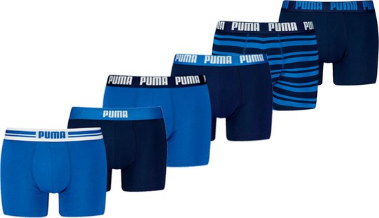 Puma Boxershorts - 6 pack Blauwe heren boxers - True Blue - Heren Ondergoed - Maat M
