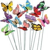 50 stuks - vlinder stok-7 cm kleurrijke vlinders--voor tuindecoratie voor terrasgazonvlinders