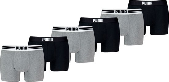 Puma Boxershorts Everyday Placed Logo - 6 pack heren boxers - Heren Ondergoed - Grey Melange / Black - Maat L