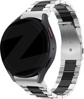 Bandz stalen band 'Classic' geschikt voor Galaxy Watch 6 / 6 Classic / 5 40mm & 44mm / 5 Pro / 4 & Watch 4 Classic - Hoogwaardig metalen materiaal smartwatch bandje - Inclusief horloge inkorter - zilver/zwart