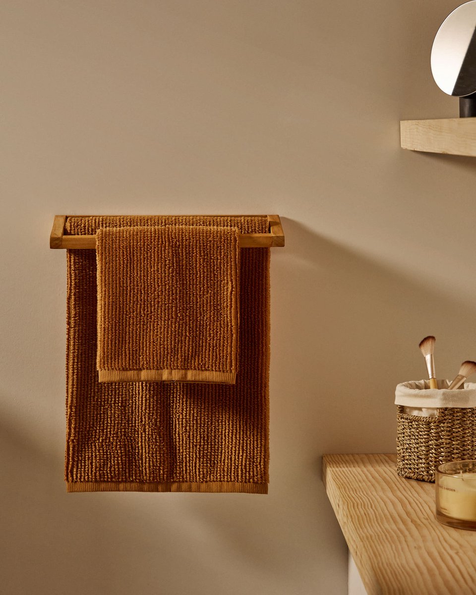 Kave Home - Yeni badhanddoek van 100% katoen in bruin 70 x 140 cm