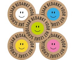 Sluitsticker - Bedankt voor het leuke schooljaar - Smiley - 5 assorti - Sticker - Vakantie - School - Sluitzegel - Traktatiezakje | Cadeau - Gift - Cadeauzakje - Traktatie - Kado - Stickers | Chique inpakken - Label | DH collection