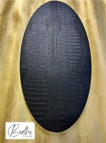 Plateau - ovale - noir - 70x35 cm - cuir crocodile