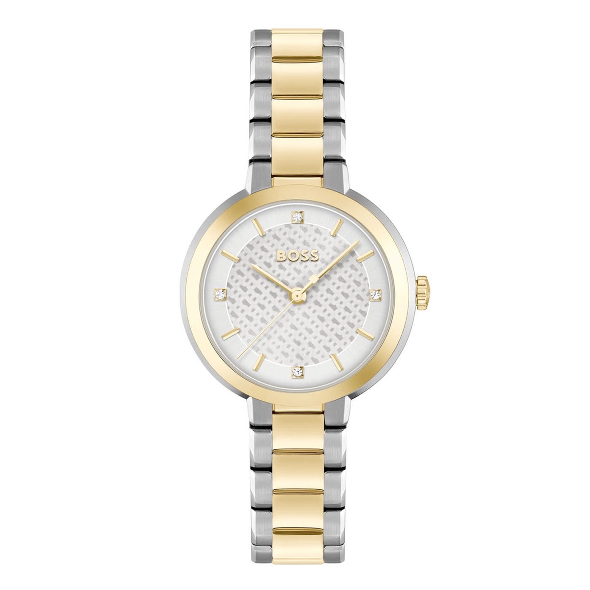 BOSS HB1502761 SENA Dames Horloge - Mineraalglas - Staal - Zilverkleurig - 34 mm breed - Quartz - Vouw-Vlindersluiting - 3 ATM (spatwater)