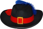 Funny Fashion Piraten kapitein verkleed hoed met rode band en veer - volwassenen