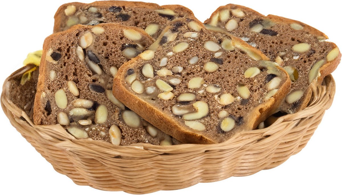Kesper Brood/fruit mandje - gevlochten kunststof - naturel - ovaal - L24 x B20 x H6 cm - broodmandjes - serveermandjes - fruitmanden
