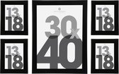 Atmosphera Fotolijstjes set Olympus - 5x stuks - zwart frame - Kunststof/glas - in 2 formaten - 30x40 cm en 13x18 cm