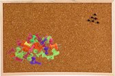 Prikbord van kurk - 58 x 39 cm - met 40x gekleurde punt punaises - Kantoor/thuis - memobord