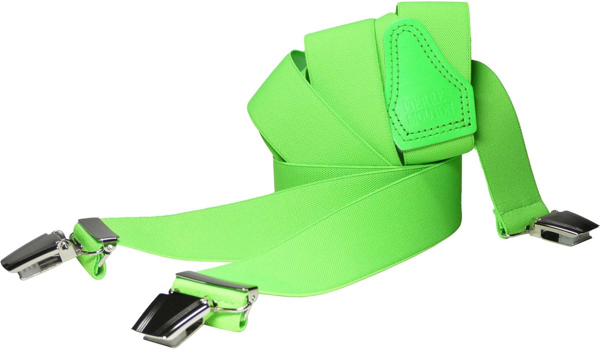 Pierre Mouton Fluor Bretel - Bretels - Volwassenen - Heren - Groen - 120cm - 3 brede clips - M - L