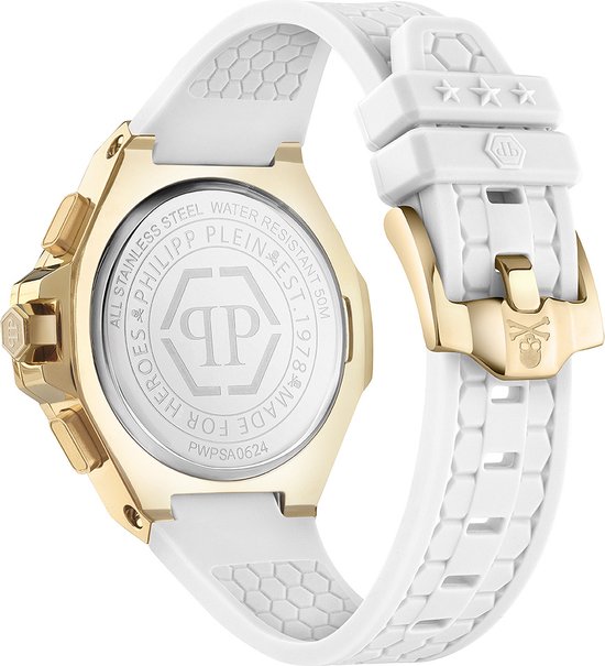 Philipp Plein Plein Chrono Royal PWPSA0624 Horloge - Siliconen - Wit - Ø 42 mm