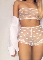 Jumada's - Sexy Kanten Ondergoed - Lingerie setje - Wit met Hartjes - M