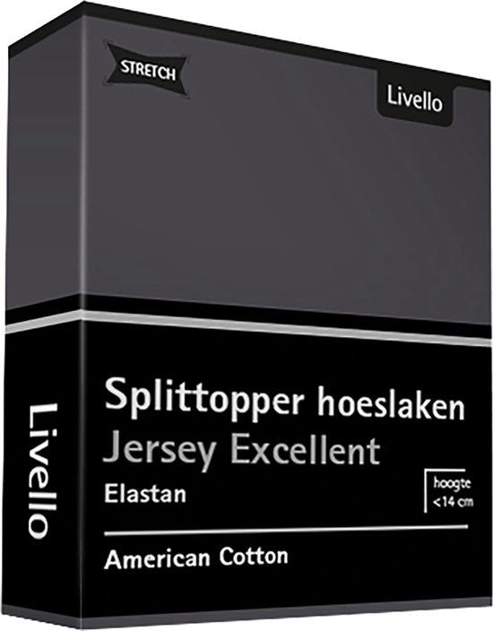 Livello Hoeslaken Splittopper Jersey Excellent Dark Grey 250 gr 140x200 t/m 160x220