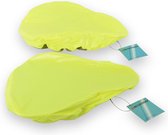 Duo Waterdichte Zadelhoezen voor Fiets - Groen Neon - Polyester - Met Reflecterende Strepen - Set van 2 Stuks - 22cm x 8cm x 4cm