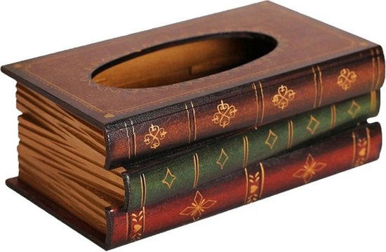 JK24 - Tissue box - Tissue houder - Tissue doos - Retro look - Boek vorm - Hout