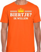 Bellatio Decorations Koningsdag t-shirt voor heren - biertje, ik willem - oranje - feestkleding M