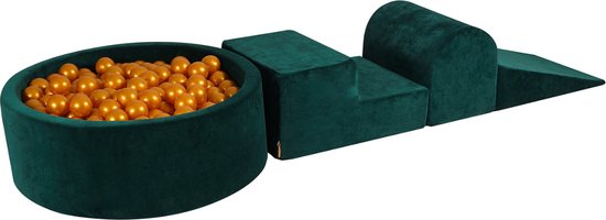 MEOWBABY Speelset Met Ballenbak 240x45cm/200 Ballen Schuim Speelblokken Module Speeltuin Set Schuimspeelgoed voor Peuter Baby, Corduroy, Roze: Parelwit