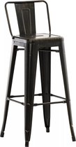 In And OutdoorMatch Barkruk Jannie - Met rugleuning - Set van 1 - Antiek - Ergonomisch - Barstoelen voor keuken of kantine - Bruin/goud - Metaal - Zithoogte 77cm