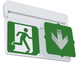 LED's Light Nooduitgang bord met verlichting op accu - Draadloos en oplaadbaar - Pijl beneden - Noodverlichting led opbouw