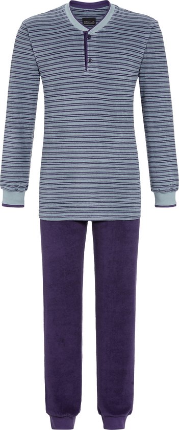 Pyjama homme en éponge rayé Blauw bol