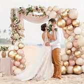 Ballonnen boog set zand wit goud en poederroze totaal 101 stuks feest, trouwen, bruiloft, verjaardag, vieren, versieren, party