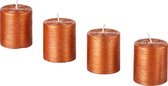 Set van 4 oranje cilindervormige kaarsen H5