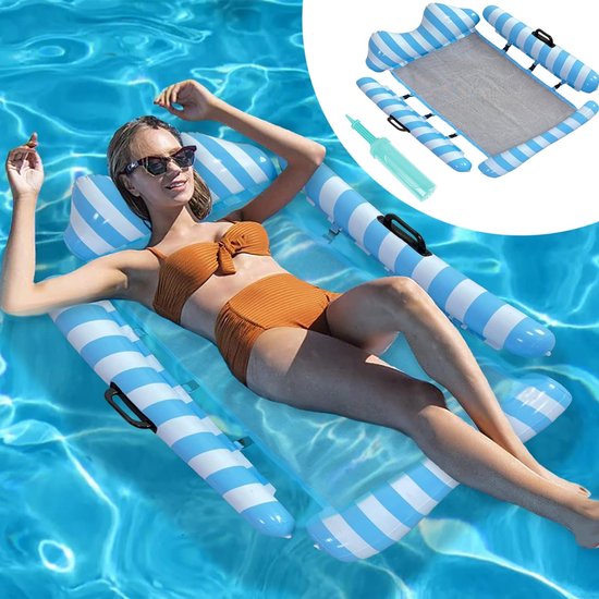 Zwembadstoel, drijvende hangmat, 4-in-1, rosé luchtmatras, zwembad