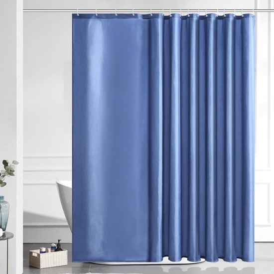 FIISAYL Wafelstof-douchegordijnen met magneet, wasbaar textiel, polyester stof, badgordijn met 12 douchegordijnringen, waterdicht, voor douche en bad, 90 x 183 cm (donkergrijs