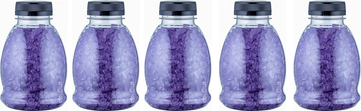 Goedkoopste Claudius Badzout Lavendel - 375 gram - Fles met zwarte dop - Set van 5 stuks