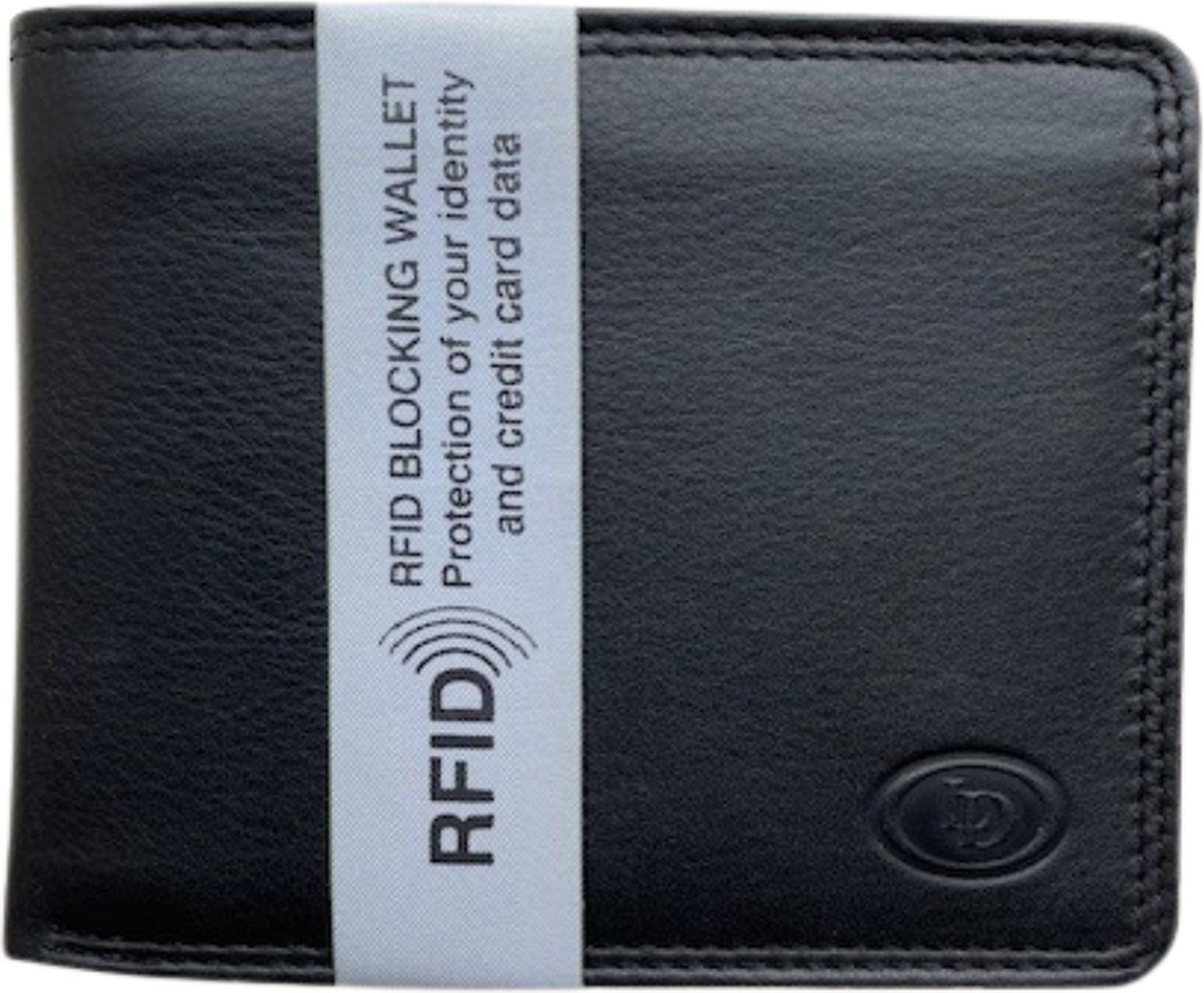 Leren LD billfold heren - leren heren portemonnee - leer - zwart - RFID beschermd