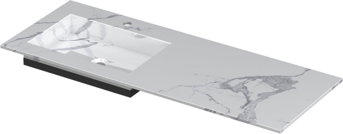 INK Post wastafel in keramische slab met envelop bodem wasbak links met 1 kraangat, 120x45x1cm, statuario glans
