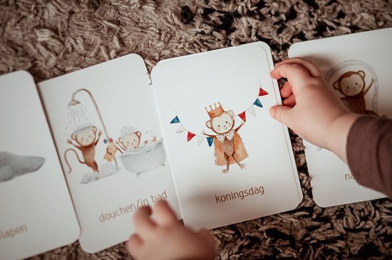 Monkiezz dagritme kaarten - thuis set - cognitieve ontwikkeling - 74 afbeeldingen/activiteiten