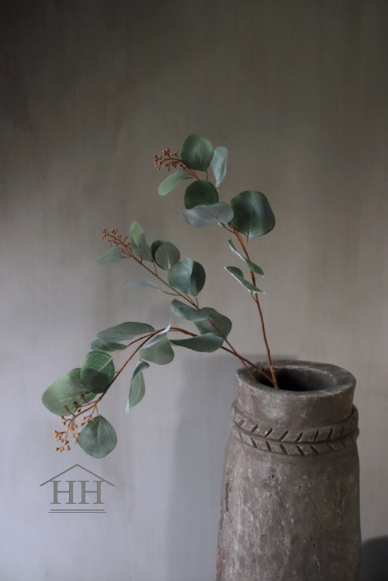 Kunsttak - eucalyptus - 95 cm - zijden tak - kunsttakken voor binnen - decoratie