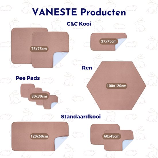 PICK FOR LIFE Herbruikbare pipi-pads voor cavia's, wasbare en super absorberende maten, matten voor kleine dieren zoals konijnen, hamsters, puppy's