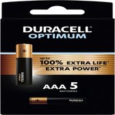 Duracell Optimum AAA Alkaline Batterijen, 1,5 V LR03 MN2400 - 5 stuks