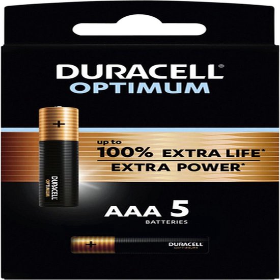 Duracell Optimum AAA Alkaline Batterijen, 1,5 V LR03 MN2400 - 5 stuks - Duracell