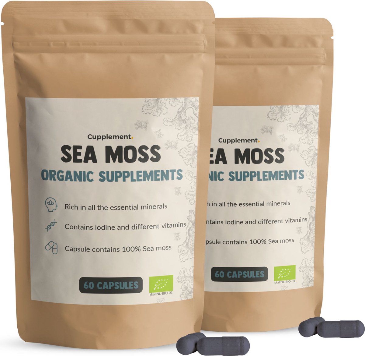 Goedkoopste Cupplement Sea Moss 500MG 60 Vegan Capsules – Biologisch Zeemos – Vitamines, Mineralen, Immuun & Energie – Geen Gel, Poeder, Gummies of Irish Moss – Seamoss Seaweed Zeewier – Superfood Supplement – 30 Dagen Voorraad