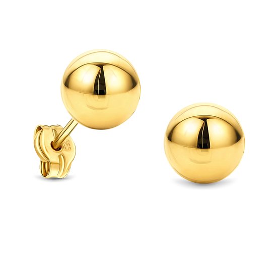 Miore® - Gouden Oorbellen Knopjes - Dames - 14 Karaat Goud - Geelgoud - Globe - Bol - Sphere Design - Allergeenvrij - Studs - Handgemaakte Hoogwaardige Sieraden