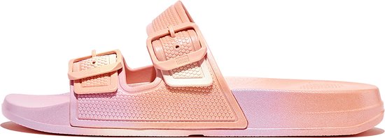 FitFlop Iqushion Iridescent Two-Bar Buckle Slides WIT - Maat 36