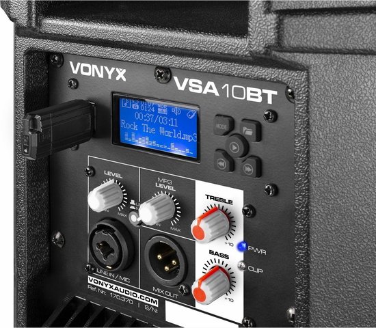 Actieve speaker - Vonyx VSA10BT - ingebouwde versterker met Bluetooth en mp3 speler - 500W - 10'' - Vonyx