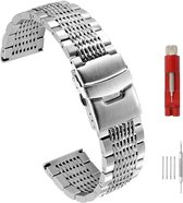 Bracelet de montre 22 mm en acier inoxydable – Bracelet de montre en maille – Avec ensemble d'outils complet – Bracelet de montre solide – Acier inoxydable