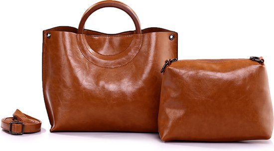 Trendy Handtas Ines Delaure - bag in bag - 2 handtassen - gold