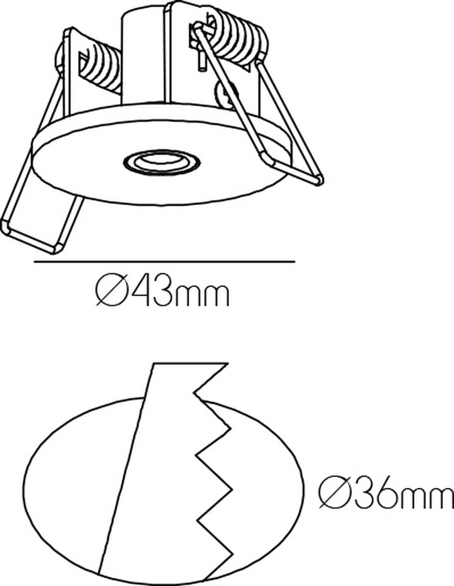 inbouwbasis voor pendellamp - diameter 43mm, opening Ø36mm, kleur zwart, los verkrijgbaar