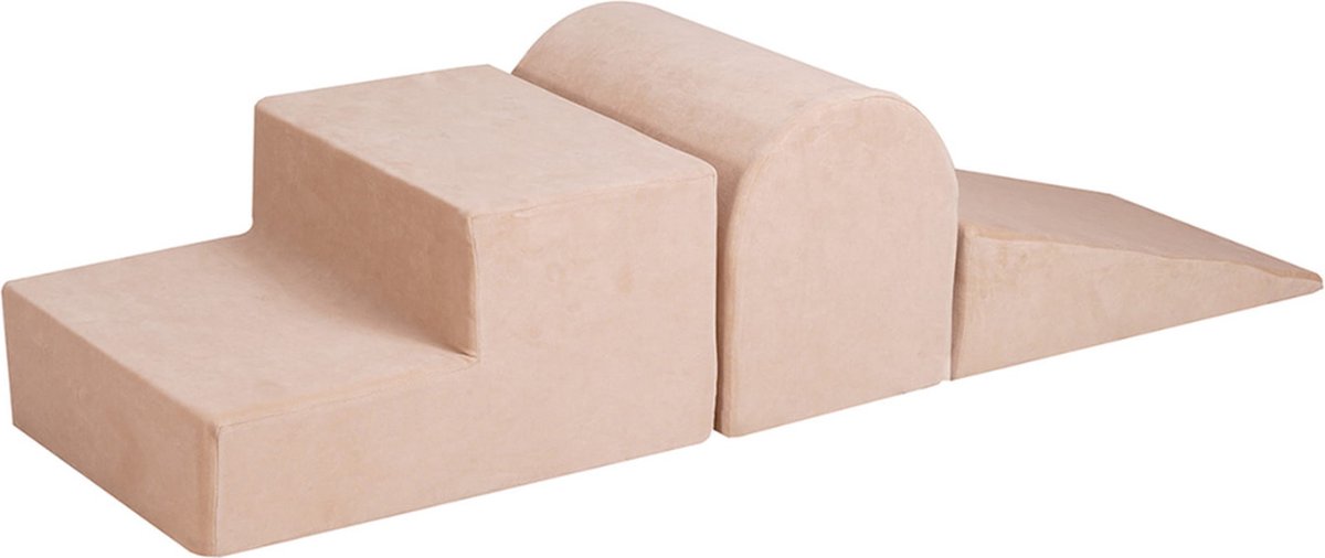 MEOWBABY Baby Speelset 3-Stukken Schuim Speelblokken Kinderkamer Schuim Speelset Schuim Module Speeltuin, Ribfluweel, Poederroze