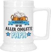 Bellatio Décoration Cadeau Chope à Bière pour Papa - bleu - à votre santé - céramique - 530 ml - Vaderdag