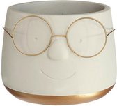 Pot met bril goud - 13.5 x 10.5 - Bloempot bil L