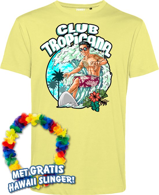 T-shirt Surfing Time | Toppers in Concert 2024 | Club Tropicana | Hawaii Shirt | Ibiza Kleding | Lichtgeel | maat M