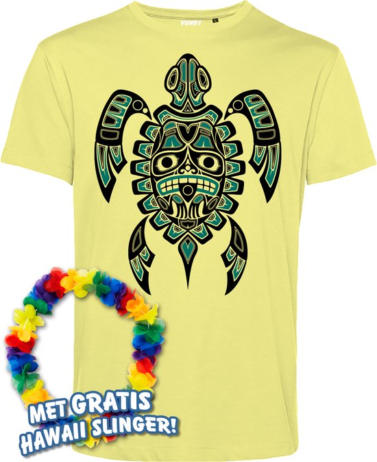 T-shirt Nesian Trible Turtle | Toppers in Concert 2024 | Club Tropicana | Hawaii Shirt | Ibiza Kleding | Lichtgeel | maat M