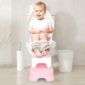 Toiletbril voor kinderen met opstapje voor kinderen, met kruk voor kinderen vanaf 1-7 jaar, potje kindertoilet, babyzitje, anti-slip bekleding, wc-opzetstuk (roze)